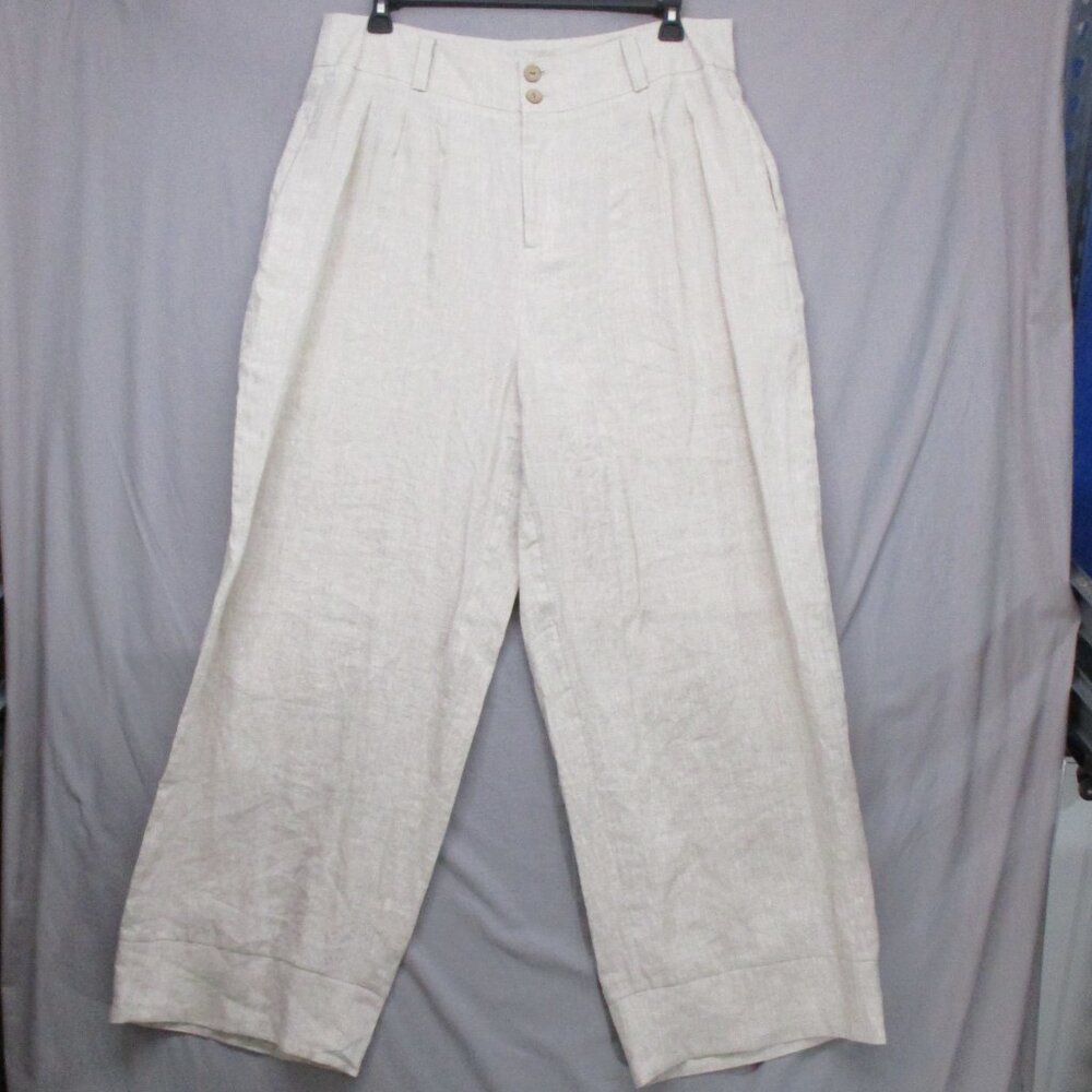 Xiaolizi Hand Made 100% Linen Pants‎ Barrel Leg Wide Leg Beige Women Size | L